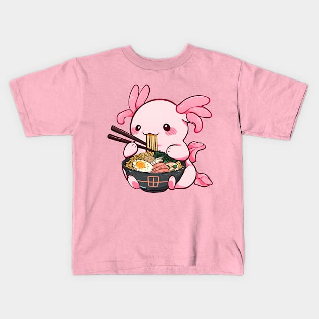 Ramen Axolotl Kids T-Shirt by LaainStudios